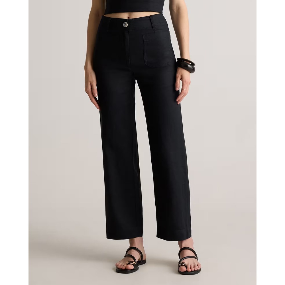 Quince 100% European Linen Patch Pocket Wide Leg Pants In Black Size 12